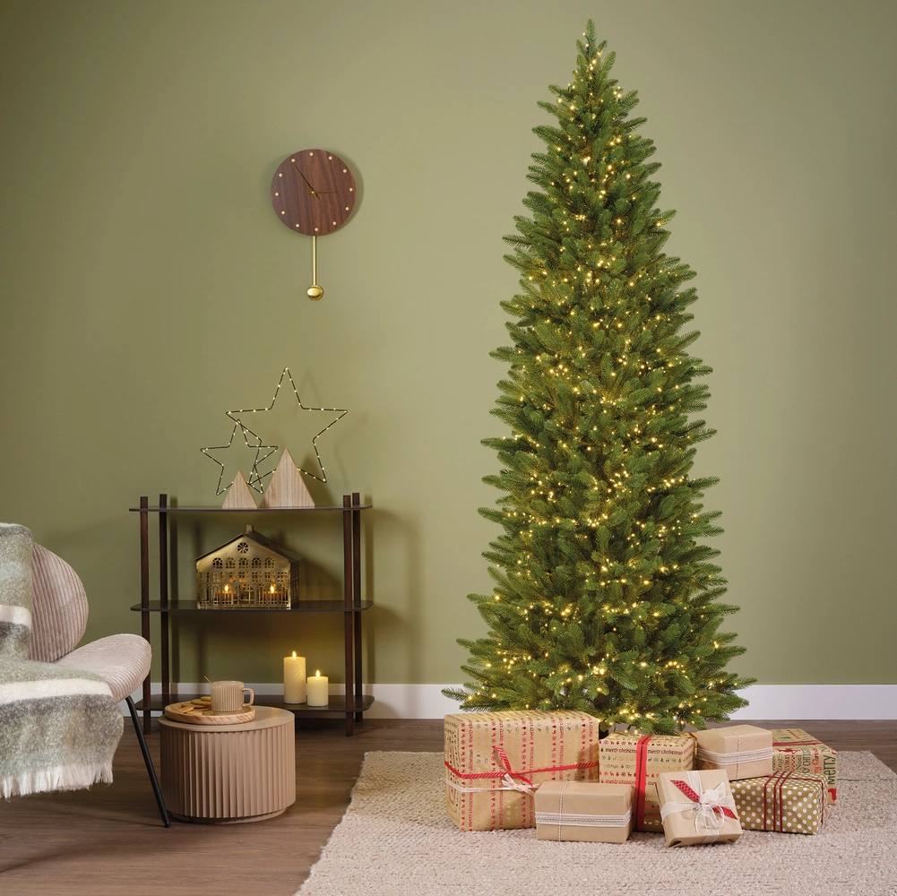 Umetna jelka Slim ozka Arosa 210cm z LED lučkami - božićno drvce sa lampicama slim Weihnachtsbaum